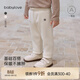 babylove寶寶打底褲秋冬季保暖加絨褲純色百搭褲子寶寶彈力休閑褲 米白 90