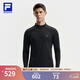 FILA 斐樂(lè )官方男裝針織長(cháng)袖上衣2025冬新款健身運動(dòng)半拉鏈基礎長(cháng)T 深黑-BK 2XL 185/104A/XXL