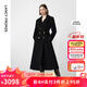朗姿純羊毛軍旅風(fēng)收腰顯瘦氣質(zhì)高級呢子大衣修身毛呢外套冬季新款 黑色 M