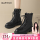 達芙妮黑色馬丁靴女2025秋冬厚款戶(hù)外旅游經(jīng)典穿搭配裙子厚底英倫風(fēng)短靴 黑色-8孔【秋冬加絨款】 36