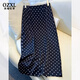 OZXL巨好看波點(diǎn)醋酸緞面半身裙女春夏2026新款垂感直筒中長(cháng)包臀a字裙 黑色 【專(zhuān)柜品質(zhì)】 L  /28 建議110-120斤