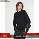 COCOBELLA燙金緞面拼接針織襯衫女新中式小立領(lǐng)氣質(zhì)襯衣SR0051 黑色 XL