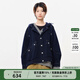 幻走（MOVEUP）2025冬季新款.FUN系列連帽口袋腳口收丈根牛仔外套女 牛仔藍 S