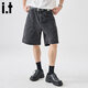 fingercroxx it美式潮牌牛仔短褲男士夏季新款時(shí)尚休閑百搭寬松痞帥五分褲子 黑色 【專(zhuān)柜同款】 M 【建議100-110斤】