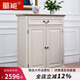 蜀能鞋柜小美全實(shí)木家具美式鞋柜實(shí)木儲物柜歐式兩門(mén)鞋柜地中海 雙門(mén)鞋柜-【米白色+泥灰色】 900*395*1120mm