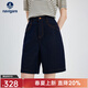 Navigare意大利小帆船牛仔短褲25夏季新款百搭時(shí)尚五分褲高腰通勤百搭中褲 海軍藍 S