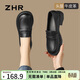 ZHR頭層牛皮樂(lè )福鞋女學(xué)院風(fēng)粗跟單鞋女舒適百搭厚底皮鞋女KL01黑色37