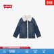 Levi's李維斯冬季女士美式復古保暖休閑寬松毛領(lǐng)藍色牛仔夾克外套 中藍色 S