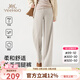 英氏（YEEHOO）春A類(lèi)無(wú)托腹布舒彈不緊勒闊腿褲軟糯親膚顯瘦休閑直筒褲 杏色【A類(lèi)-親膚羊毛-420g】 L【建議體重110-135斤】