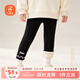 貝瑞加（Babyprints）女童打底褲秋冬寶寶加絨棉褲女孩加厚長(cháng)褲兒童保暖褲子 黑140