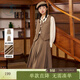 紫涵（ZIHAN）紫涵英倫學(xué)院風(fēng)復古馬甲背心中長(cháng)款百褶裙兩件套裝女秋季 咖色 XL