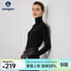 Navigare意大利小帆船女士長(cháng)袖T恤秋冬季羊毛高領(lǐng)打底衫簡(jiǎn)約百搭彈力體恤 暗夜黑磨毛版 M