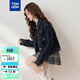 唐獅（TonLion）2026春季新款女短款牛仔外套設計深色牛仔寬松女裝翻領(lǐng)通勤風(fēng)