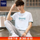 TEEK夏天短袖t恤男裝假兩件打底衫 男士新款夏季休閑重磅棉體恤上衣服 C0SB03白綠色 M