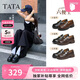 他她（TATA）六便士黑色樂(lè )福鞋女厚底小皮鞋真皮軟底JK鞋 黑色 39