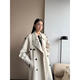 周淼ZHOUMIAO巴黎舊夢(mèng)經(jīng)典廓形大翻領(lǐng)雙排扣中長(cháng)款氣質(zhì)風(fēng)衣外套女 白色 XS 衣長(cháng)112