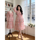 鹿王戀雪輕奢高端長(cháng)袖連衣裙女士春秋季2026新款小個(gè)子氣質(zhì)收腰顯瘦長(cháng)裙子 粉色 L 建議105-115斤