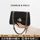 CHARLIE&KELLI包包女2026新款高級感單肩斜挎包時(shí)尚精致鏈條包生日禮物送女生 黑色大號