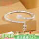 周百福 繁花手鐲女士年輕款實(shí)心鍍銀鐲子生日禮物送女友媽媽