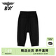 BOY JUNIOR潮牌針織中褲男女兒童裝夏季休閑舒適寬松K14001 黑色 140