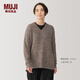 MUJI女式 牦牛絨混 V領(lǐng)毛衣 女款冬季長(cháng)袖內搭針織衫BA1P9A4A 深咖啡棕色 XL （165/92A）