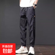 彈力休閑褲男春秋季2026新款潮牌寬松大碼小腳哈倫褲束腳工裝褲子 黑色 XL