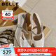 百麗（Belle）白月光瑪麗珍鞋女26春商場(chǎng)款牛皮高跟單鞋F1Y1DAQ6預售 金色 5.5cm跟高 37