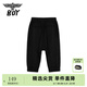 BOY JUNIOR潮牌針織中褲男女兒童裝夏季休閑舒適寬松K14001 黑色 140