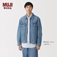 MUJI 男式 木棉混 牛仔夾克衫 男士外套休閑男裝 26年春季 藍色 M (170/92A)