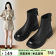 ZHR馬丁靴2025秋冬季新款平底女靴百搭加絨顯瘦短靴子女JF102A黑色38