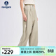 Navigare意大利小帆船女士休閑褲春秋季棉質(zhì)通勤長(cháng)褲寬松顯瘦闊腿褲女 霜杏色 M