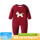 Auro Mesa嬰兒連體服紅色馬年寶寶本命年衣服加絨小馬刺繡毛衣連體衣周歲服 紅色 90cm