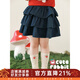 幼悠女童甜心芭比清涼三層蛋糕裙夏季輕薄透氣砂洗固色牛仔短裙潮 深藍 90 cm