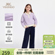 英氏（YEEHOO）女童套裝兒童衛衣褲子兩件套中大童裝休閑運動(dòng)時(shí)尚春 夢(mèng)幻紫 160