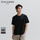 太平鳥(niǎo)男裝 純色T恤男夏季立體凸版印花寬松短袖體恤潮 黑色 第一批（微闊） L