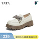 他她（TATA）女鞋秋時(shí)尚休閑鞋女蝴蝶結樂(lè )福鞋新款鞋子CG501CA5 米色 34