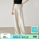 尚都比拉氣質(zhì)通勤OL直筒西裝褲夏裝闊腿褲垂感顯瘦長(cháng)褲子女 米杏色 M 