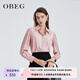 OBEG歐碧倩冬季職場(chǎng)通勤光澤感緞面襯衣氣質(zhì)襯衫10424005 桃粉色 XS /155/34