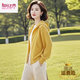 皮爾卡丹（pierre cardin）今年流行女裝2025年開(kāi)春新款輕薄洋氣慵懶風(fēng)黃色連帽衛衣外套上衣 7086#黃色 XL 【建議120-135斤】