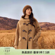 纖莉秀【學(xué)院風(fēng)雙面毛呢外套】大碼女裝復古牛角扣大衣胖mm冬新款3684 駝色 3XL