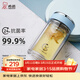 希諾（heenoor） 抗菌玻璃杯女士雙層水杯隔熱便攜簡(jiǎn)約透明家用帶濾網(wǎng)泡茶花茶杯 藍色220ml