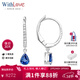 WithLove18K金水滴形藍寶石鉆石耳環(huán)真鉆群鑲奢華時(shí)尚復古耳飾女 0.8克拉 白18K金/現貨