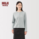 MUJI女式 毛圈 開(kāi)衫 女外套長(cháng)袖25年冬季上衣 女裝圓領(lǐng)BB2SRA5A 淺藍色 L （165/88A）