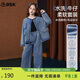 ASK JUNIOR小香風(fēng)兒童套裝女童春季軟牛仔外套牛仔直筒長(cháng)褲褲子 藍色 160