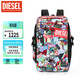 迪賽（DIESEL）個(gè)性潮流印花雙肩包男女大容量商務(wù)出差旅行包大學(xué)生電腦背包