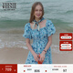 Teenie Weenie小熊女裝連衣裙夏季方領(lǐng)花朵清新田園風(fēng)裙子 淺藍色 L