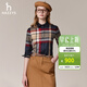 哈吉斯（HAZZYS）女裝 春秋款女士彩色大格休閑長(cháng)袖襯衫女ASCSK1BCK01 藏青色NV M (160/84A 38)