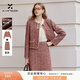 香影小香風(fēng)粗花呢外套套裝女2026春季新款千金感直筒半身裙兩件套 酒紅 L