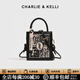 CHARLIE&KELLI CK品牌包包女款2026新款女生日禮物刺繡手提包單肩斜挎包手機包 刺繡黑色【贈專(zhuān)柜同款禮袋】