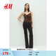 H&M女裝牛仔褲春季微緊身牛仔褲低腰喇叭復古水洗牛仔褲1239854 黑色 38 160/72